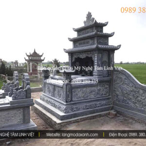 Lăng mộ đá ba mái chạm khắc tinh xảo, thiết kế truyền thống