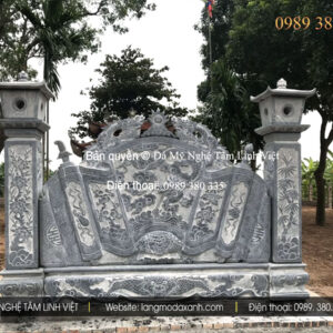 Cuốn thư đá, bình phong đá thủ đô Hà Nội chạm khắc hoa văn tinh xảo bằng đá xanh tự nhiên