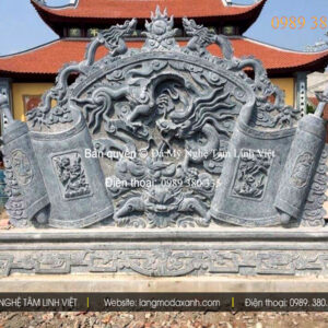 Cuốn thư đá, bình phong đá Nghệ An chạm khắc hoa văn rồng phượng tinh xảo