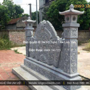 Cuốn thư đá, bình phong đá Quảng Ninh chạm khắc rồng phượng trên đá xanh nguyên khối