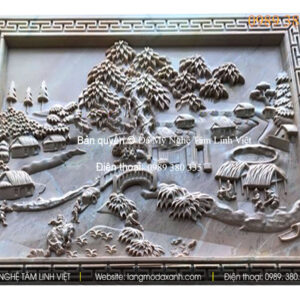 Chiếu đá cảnh đồng quê nguyên khối tinh xảo tại Lai Châu