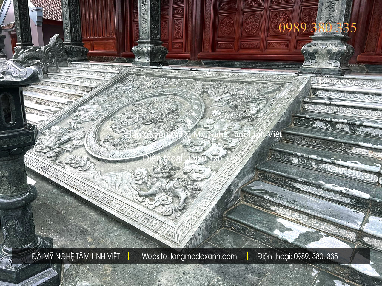 Chiếu rồng đá nhà thờ họ chạm khắc rồng tinh xảo