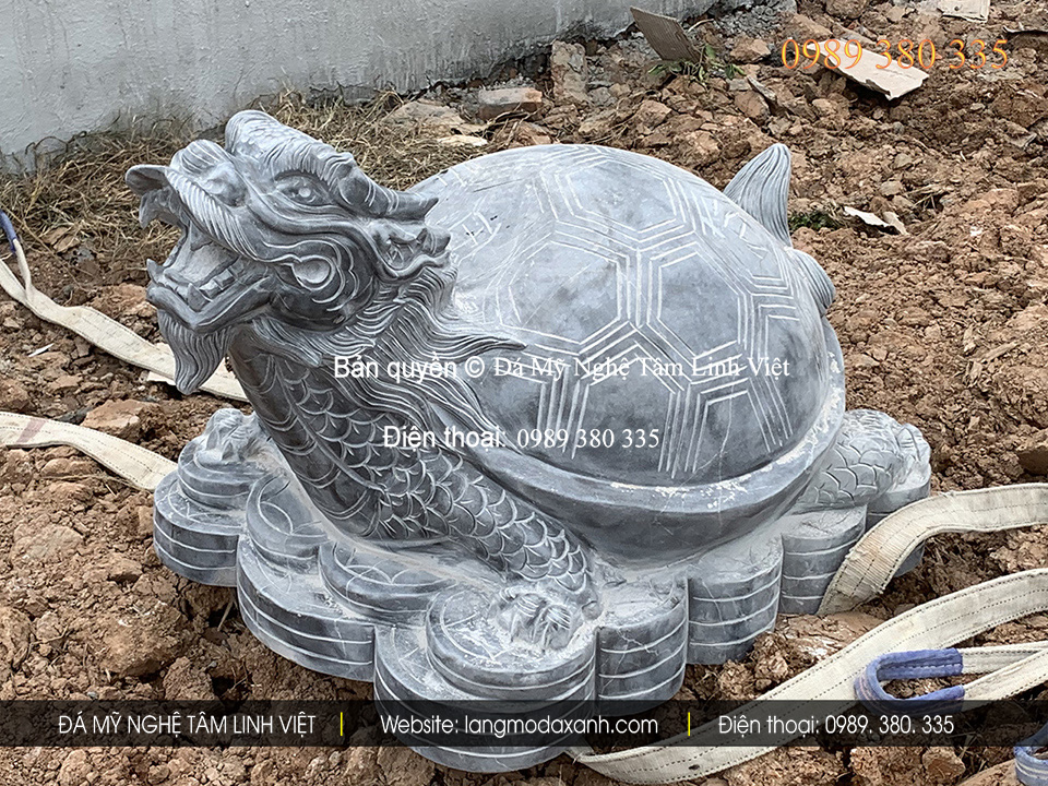 Tượng Long Quy bằng đá, thân rùa đầu rồng, biểu tượng phong thủy trấn trạch và cầu tài lộc trong các công trình tâm linh