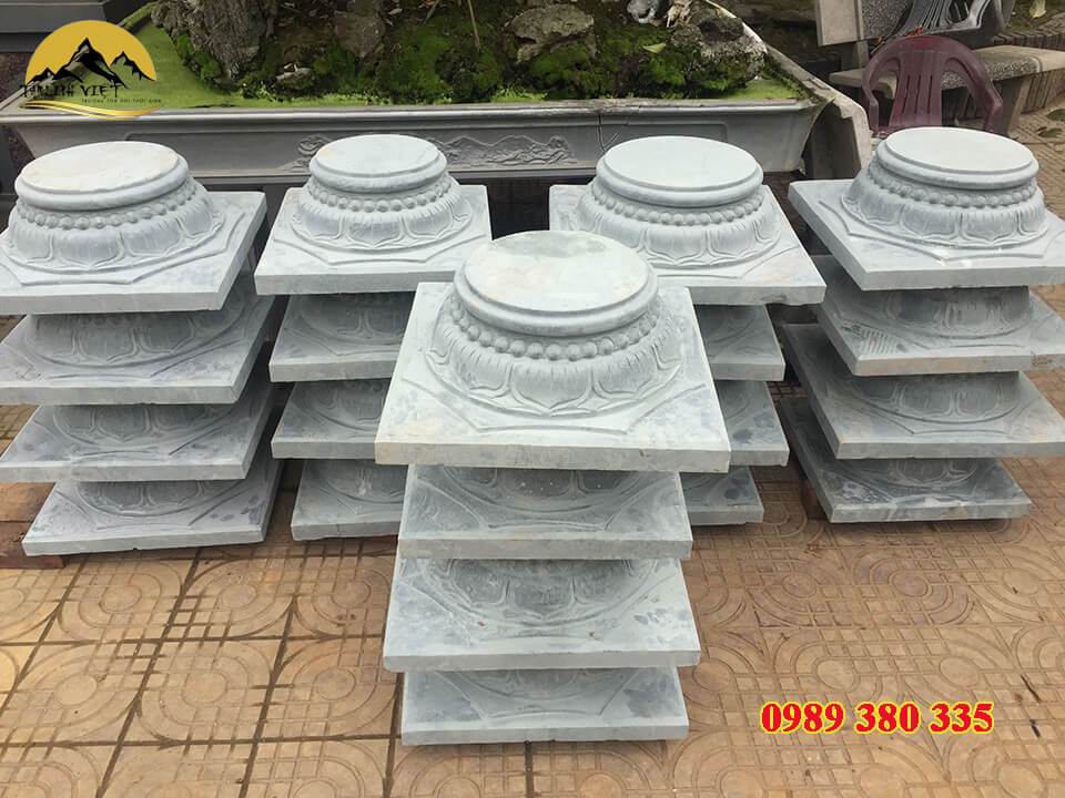Mẫu chân tảng đá nhà thờ họ chạm khắc hoa văn truyền thống bằng đá xanh
