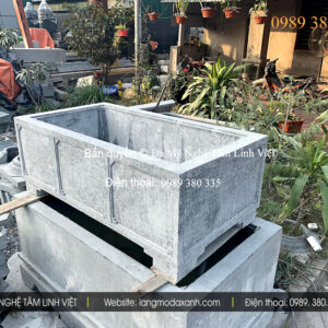 Chậu đá trồng cây Thanh Hóa – đá xanh nguyên khối, hoa văn tinh xảo