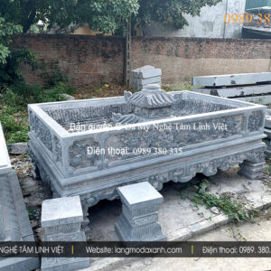 Chậu đá trồng cây Tuyên Quang – đá xanh nguyên khối, chạm khắc tinh xảo