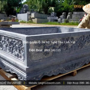 Chậu đá trồng cây Tây Ninh – đá xanh nguyên khối, hoa văn tinh tế