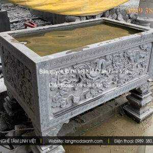 Chậu đá trồng cây Quảng Ninh bền đẹp – đá xanh nguyên khối