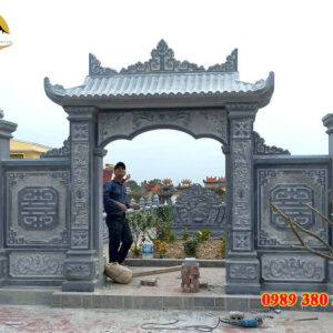 Mẫu cổng đá đẹp Điện Biên bằng đá xanh tự nhiên nguyên khối