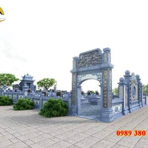 Mẫu cổng đá đẹp Nghệ An chế tác từ đá xanh tự nhiên, chạm khắc hoa văn tinh xảo