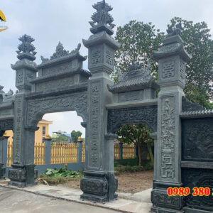 Mẫu cổng đá đẹp Quảng Ngãi bằng đá xanh tự nhiên, chạm khắc tinh xảo