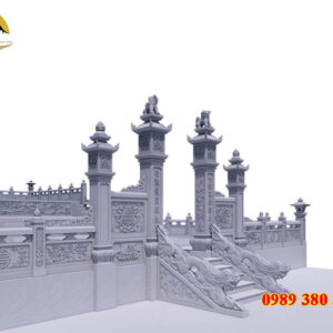 Mẫu cổng đá đẹp Thanh Hóa làm từ đá xanh tự nhiên, chạm khắc thủ công tinh xảo